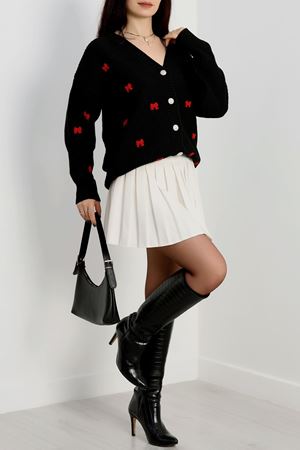 Nakışlı Hırka Siyahkırmızı - 490.1577.