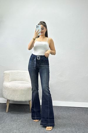 Kot Kemerli İspanyol Kot Pantolon Lacivert - 41885.1999.