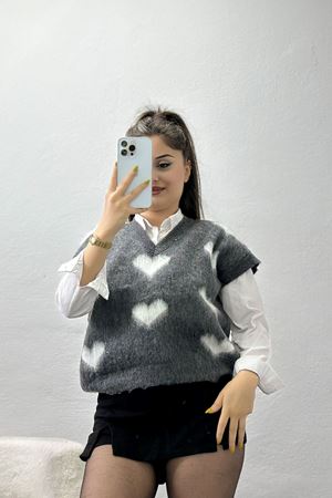 V Yaka Kalpli Süveter Antrasit - 2410.1765.