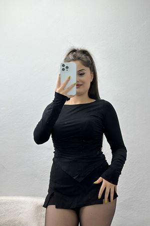 Önü Asimetrik Viskon Likralı Body Siyah - 22017.200.