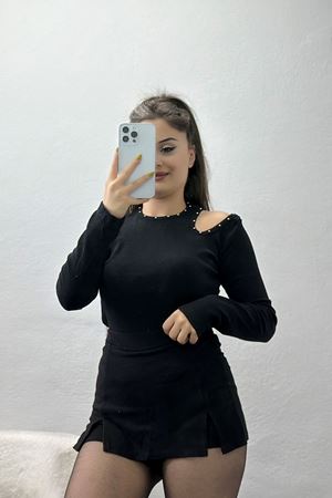 Yaka Detaylı Kaşkorse Body Siyah - 70679.599.