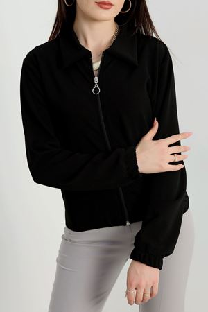 Zra Krep Fermuarlı Ceket Siyah - 42071.1837.