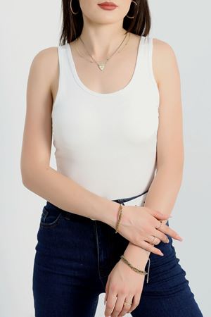 Burgu Fitil Kumaş U Yaka Zıbın Beyaz - 5068.125.