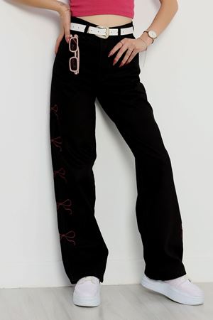 Lazerli Palazzo Kot Pantolon Siyah - 31326.2001.