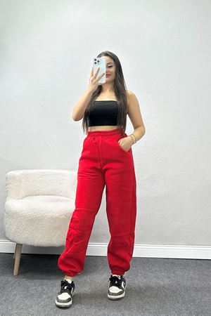 Paça Lastikli 3 İplik Eşofman Altı Kırmızı - 20956.1878.