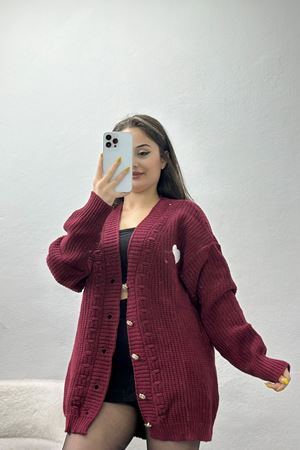 Ponponlu Hırka Bordo - 382.1577.