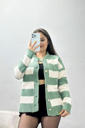 Düğmeli Bisiklet Yaka Hırka Çağlalatte - 415.1577.