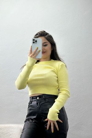 Bisiklet Yaka Triko Sarı - 4003.2043.