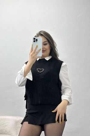 Kalp Detaylı Süveter Siyah - 41963.2043.