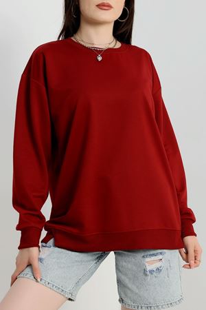 2 İp Bisiklet Yaka Sweat Bordo - 20790.1878.