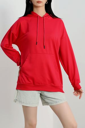 2 İplik Kapşonlu Kanguru Cepli Sweat Koyupembe - 30090.1878.