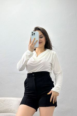 Degaje Yaka Sandy Bluz Beyaz - 70688.1949.