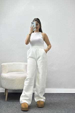 Üç İplik Palazzo Eşofman Altı Ekru - 20970.1878.