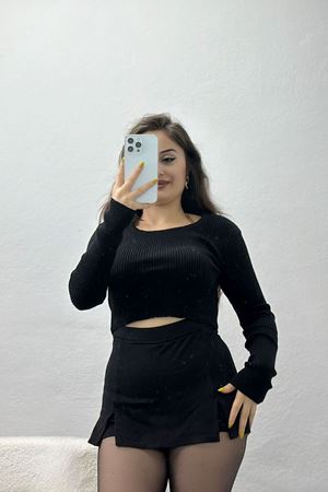 Kare Yaka Triko Siyah - 4012.2043.