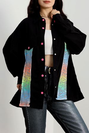 File Baskılı Gömlek Siyah - 2649.1367.