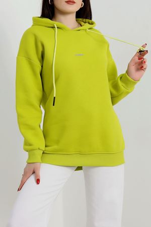 3 İplik Kapşonlu  Baskılı Sweat Yağyeşili - 42223.1878.