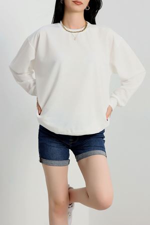 2 İp Bisiklet Yaka Sweat Ekru - 20790.1878.