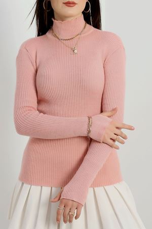 Yarım Balıkçı Yaka Triko Pudra - 42030.2052.