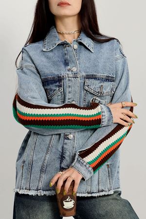 Triko Detay Kot Ceket Mavi - 2450.1367.