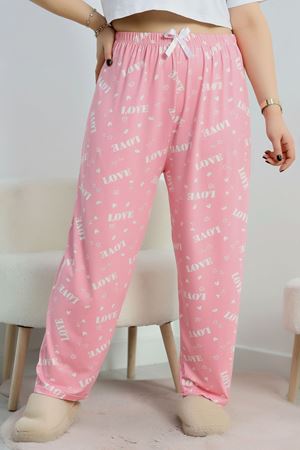 Kurdele Detaylı Milan Battal Pijama Altı Pembe - 70706.1048.