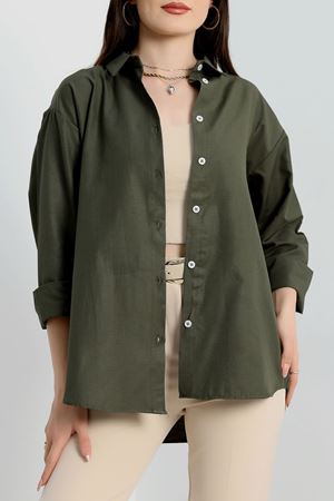 Terikoton Oversize Gömlek Koyuhaki - 30829.1949.