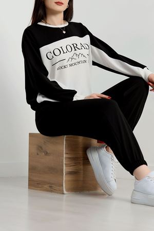 Baskılı 2 İplik Eşofman Takımı Siyah - 50737.1005.