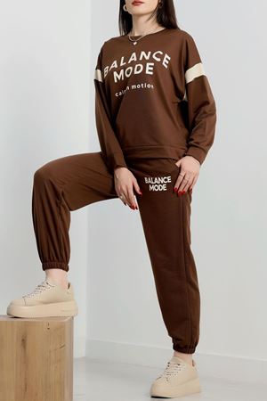 Baskılı 2 İplik Eşofman Takımı Kahvebej - 50735.1005.