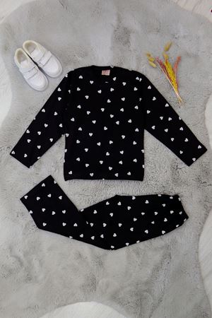 3-8 Yaş Alt Üst Aynı Çocuk Pijama Takımı Siyahbeyaz - 50724.1961.