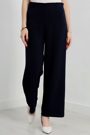 Yan Fermuarlı En Boy Likra Palazzo Pantolon Lacivert - 2139.1865.