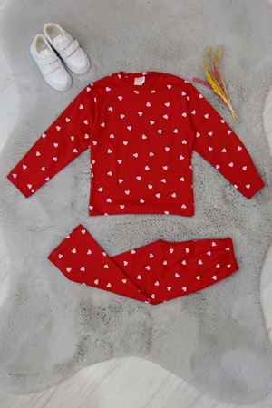 3-8 Yaş Alt Üst Aynı Çocuk Pijama Takımı Kırmızıbeyaz - 50724.1961.