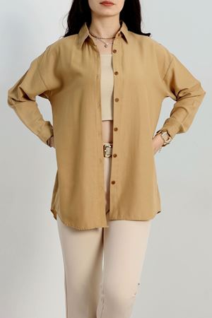 Oversize Düğmeli Gömlek Camel - 70764.701.