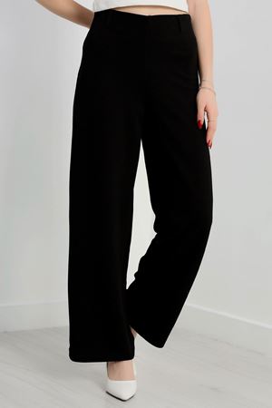 Yan Fermuarlı En Boy Likra Palazzo Pantolon Siyah - 2139.1865.