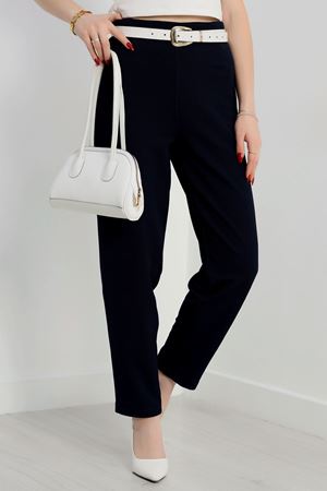 Yan Fermuarlı En Boy Likra Havuç Pantolon Lacivert - 2141.1865.