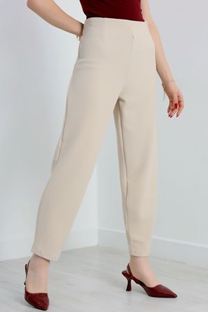 Yan Fermuarlı En Boy Likra Havuç Pantolon Bej - 2141.1865.