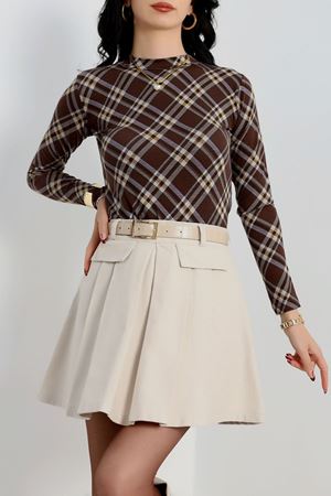 Yarım Balıkçı Yaka Likralı Ring Viskon Body Kahvemint - 90950.1287.