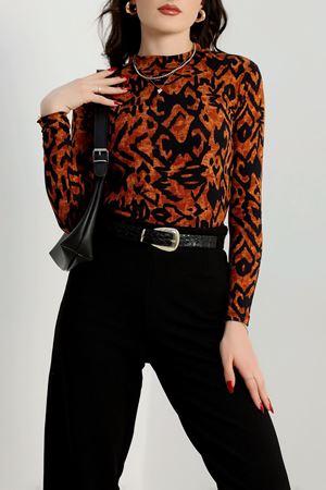 Yarım Balıkçı Yaka Likralı Ring Viskon Body Siyahkahve - 90950.1287.