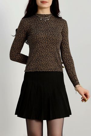 Yarım Balıkçı Yaka Likralı Ring Viskon Body Siyahcamel - 90950.1287.