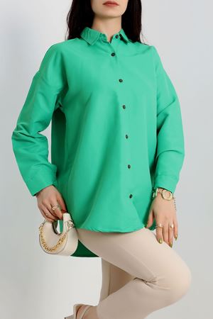 Oversize Düğmeli Gömlek Yeşil1 - 70764.701.