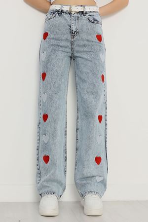 Kalp Nakışlı Palazzo Kot Pantolon Karyıkama - 31368.2088.