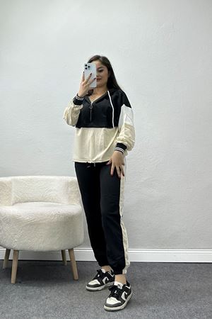 Parçalı Eşofman Takımı Siyahbej - 8122.1005.