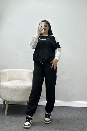 Garnili 2 İplik Eşofman Takımı Siyahekru - 50738.1005.