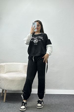 Garnili 2 İplik Eşofman Takımı Siyahekru - 50743.1005.