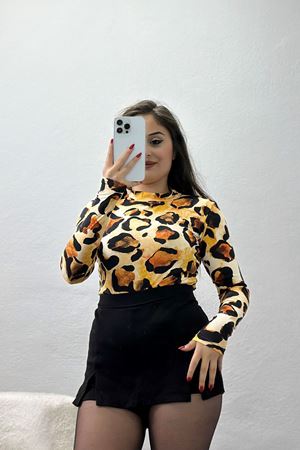 Yarım Balıkçı Yaka Likralı Ring Viskon Body Turuncuekru - 90950.1287.