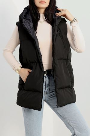 Kapüşonlu Şişme Yelek Siyah - 90102.1988.