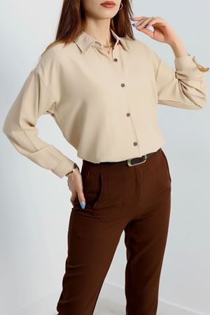 Oversize Gömlek Açıkbej - 70745.701.