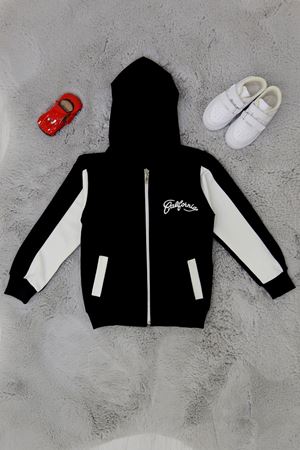 6-14 Yaş Penye Fermuarlı Kapşonlu Ceket Siyah - 50854.904.