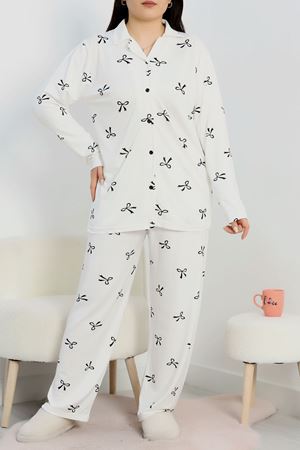 Baskılı Milan Soft Battal Gömlek Yaka Takım Beyazfiyonk - 754.1287.