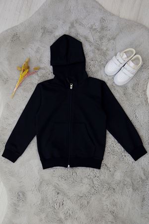 6-10 Yaş İki İplik Kompak Penye Kapşonlu Sweat Unisex Lacivert - 90230.2032.