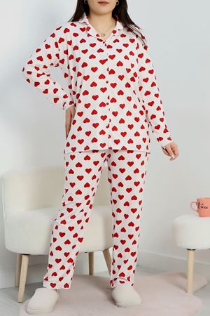 Milan Düğmeli Battal Pijama Takımı Beyazkalpli - 70696.1048.