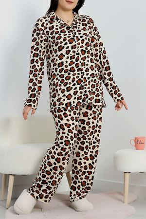 Baskılı Milan Soft Battal Gömlek Yaka Takım Leopar - 754.1287.